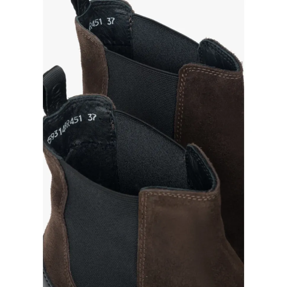 Dunkelbraune Chelsea-Boots für Damen aus hochwertigem echtem Velours