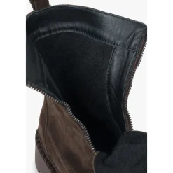Dunkelbraune Damen Stiefeletten aus Italienischem Echtem Veloursleder mit Leichter Isolierung