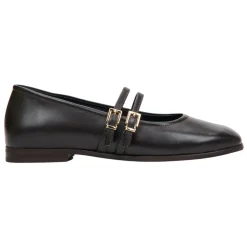 Dunkelbraune Damen-Ballerinas mit einer Schnalle aus hochwertigem italienischem Echtleder