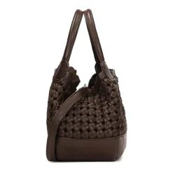 Dunkelbraune Handtasche mit Henkeln und herausnehmbarem Einsatz