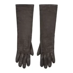 Dunkelbraune lange Lederhandschuhe