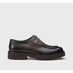 Dunkelbraune Lederschnürschuhe mit modernem Design