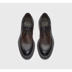 Dunkelbraune Lederschnürschuhe mit modernem Design