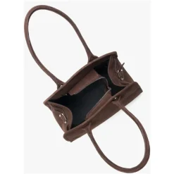 Dunkelbraune Satchel-Handtasche für Damen aus Premium-Italienischem Velours