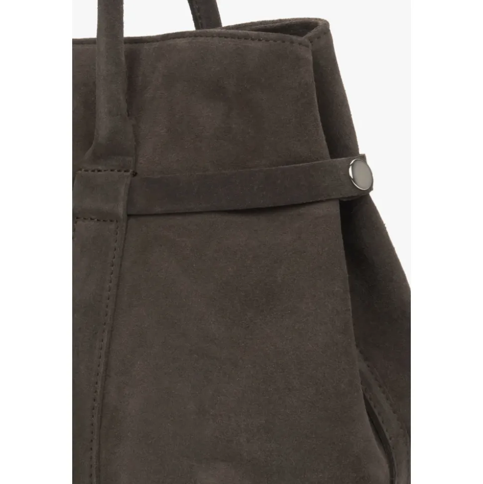 Dunkelbraune Tote-Schultertasche für Frauen aus echtem italienischem Premium-Velours