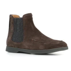 Dunkelbraune Wildleder Chelsea Flache Schuhe