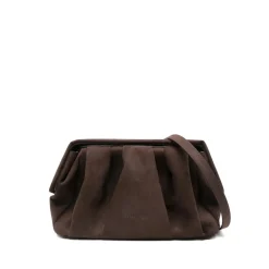Dunkelbraune Wildleder-Schultertasche