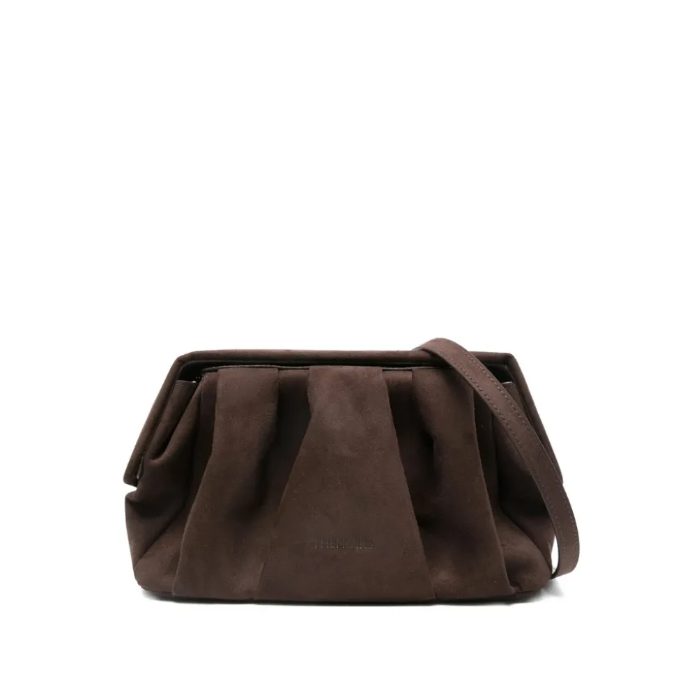 Dunkelbraune Wildleder-Schultertasche