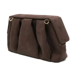 Dunkelbraune Wildleder-Schultertasche