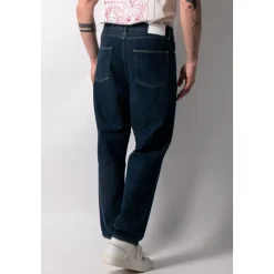Dunkle Blaue Marmorwasch Jeans