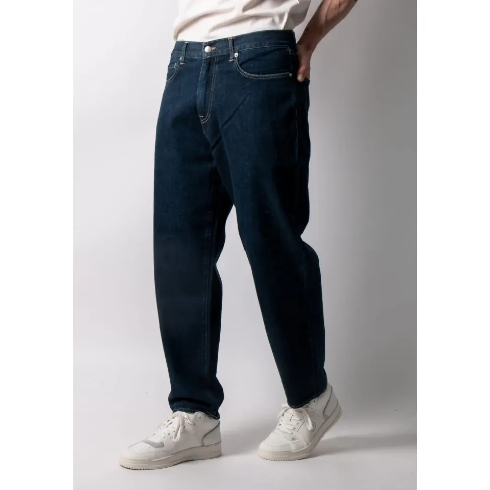 Dunkle Blaue Marmorwasch Jeans