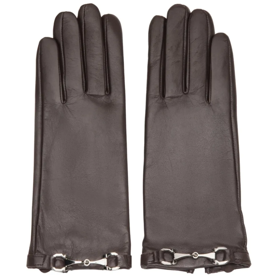 Echtes Lederhandschuhe mit dekorativer Schnalle