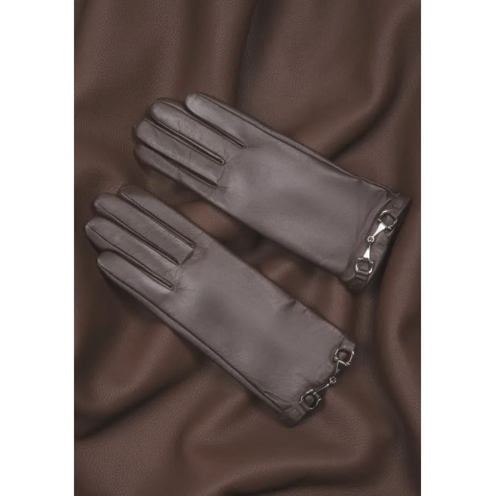 Echtes Lederhandschuhe mit dekorativer Schnalle