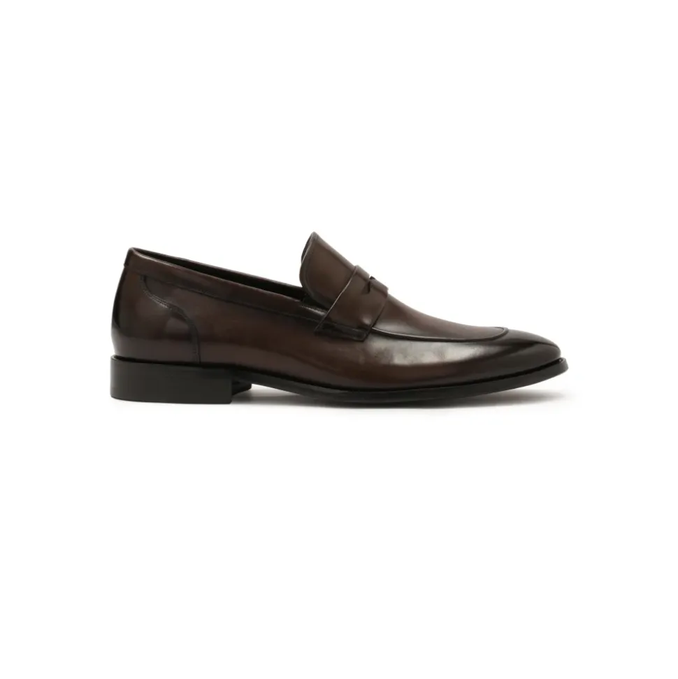 Elegante braune Lederslipper