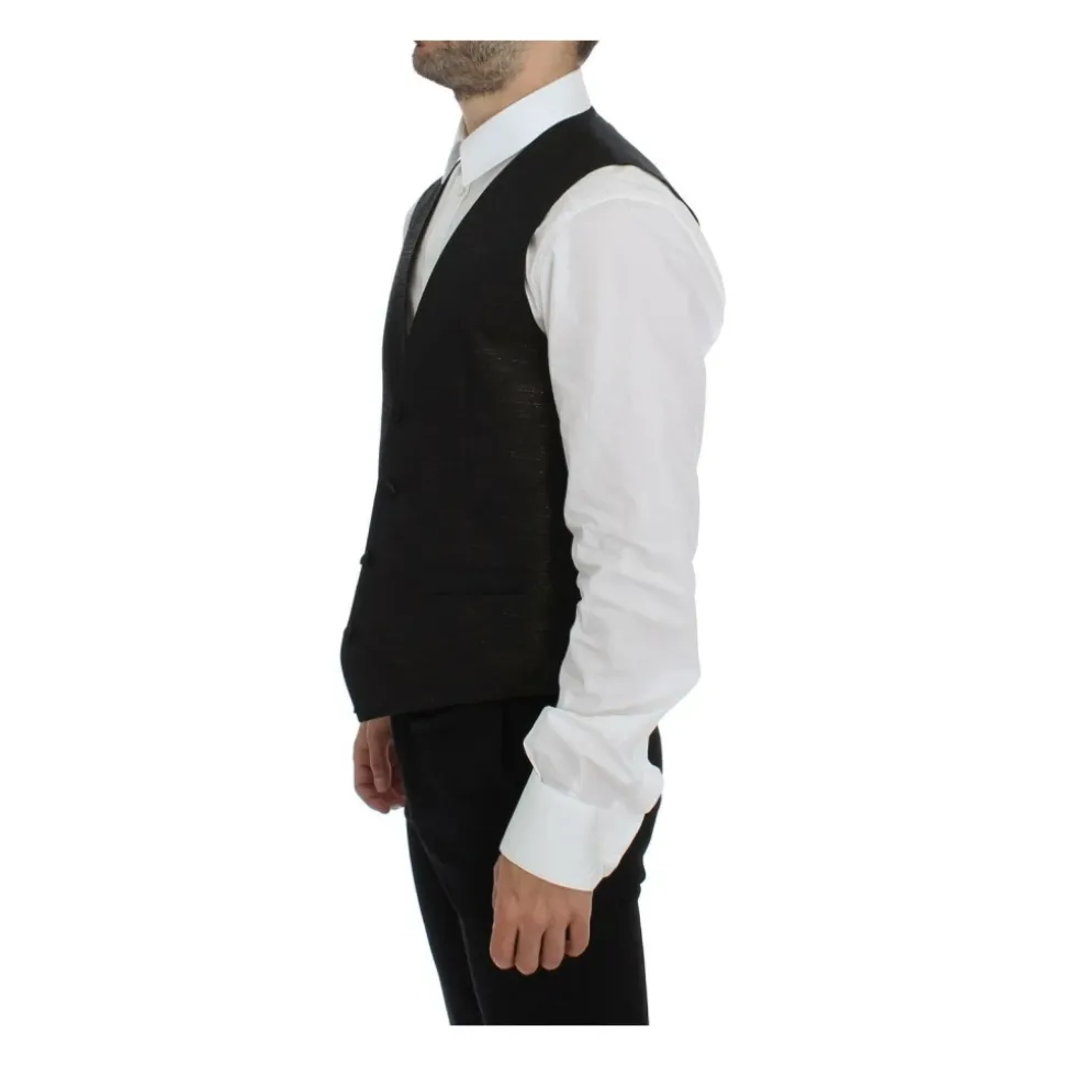 Elegante Braun-Schwarz Wollmischung Kleiderweste