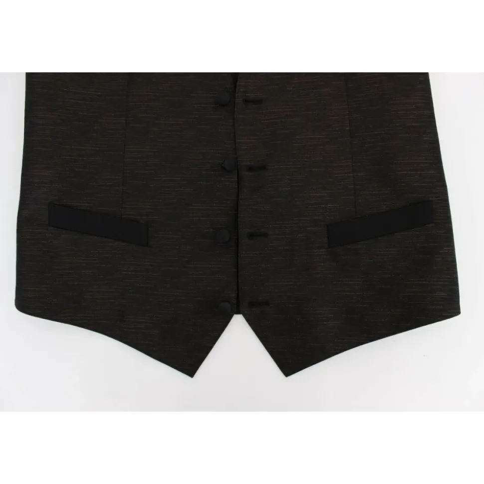 Elegante Braun-Schwarz Wollmischung Kleiderweste