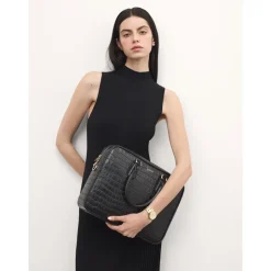 Elegante geprägte Leder-Laptoptasche
