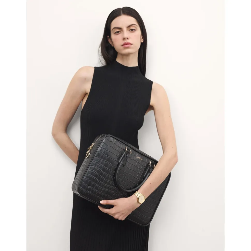Elegante geprägte Leder-Laptoptasche