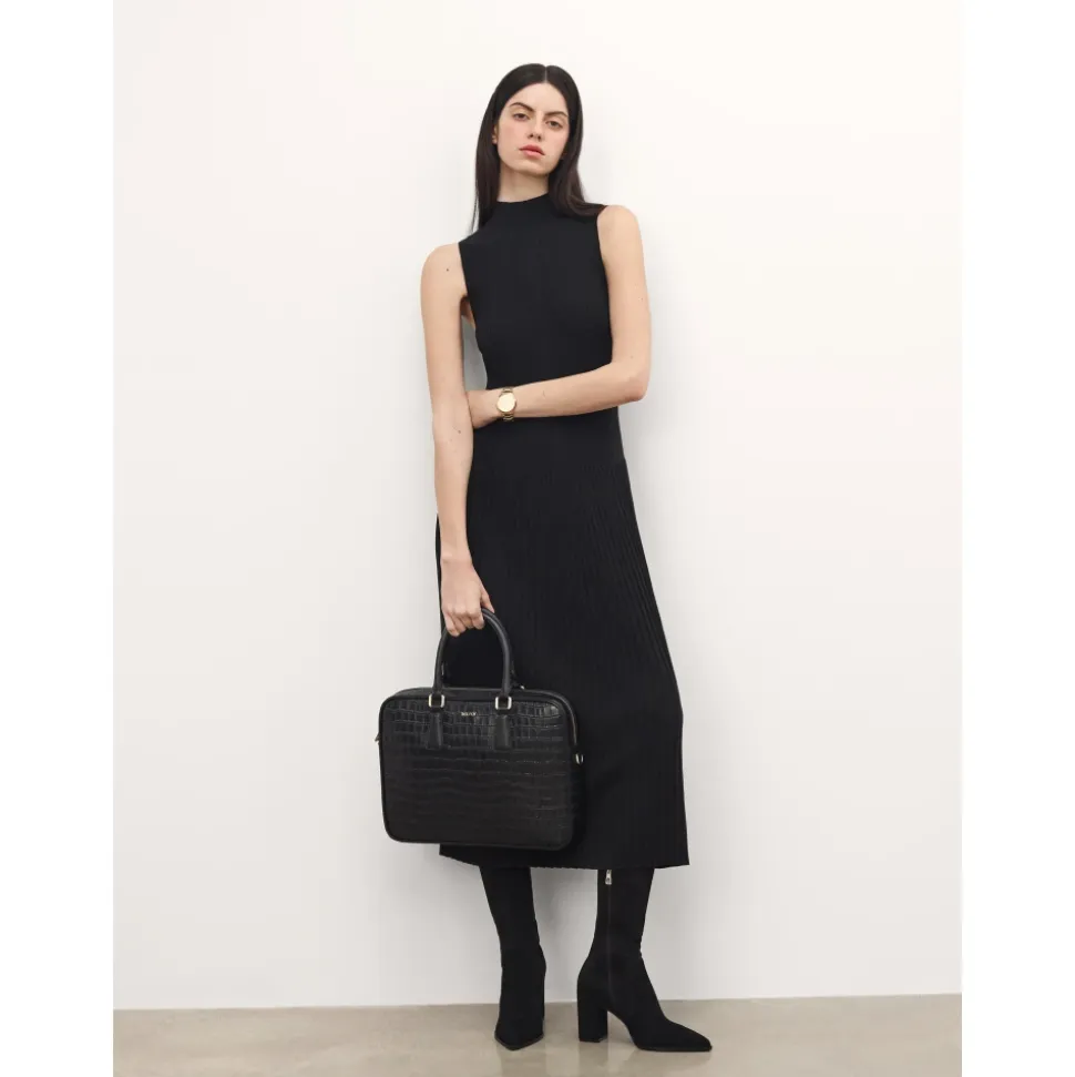 Elegante geprägte Leder-Laptoptasche