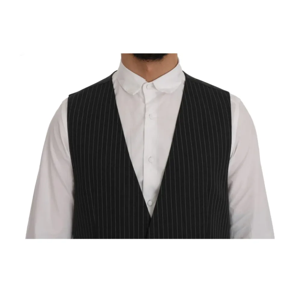 Elegante Graue Gestreifte Weste