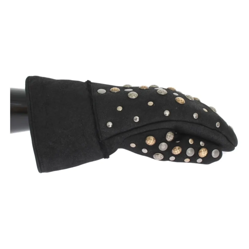 Elegante graue Wollhandschuhe mit Nieten