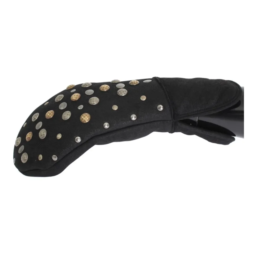 Elegante graue Wollhandschuhe mit Nieten