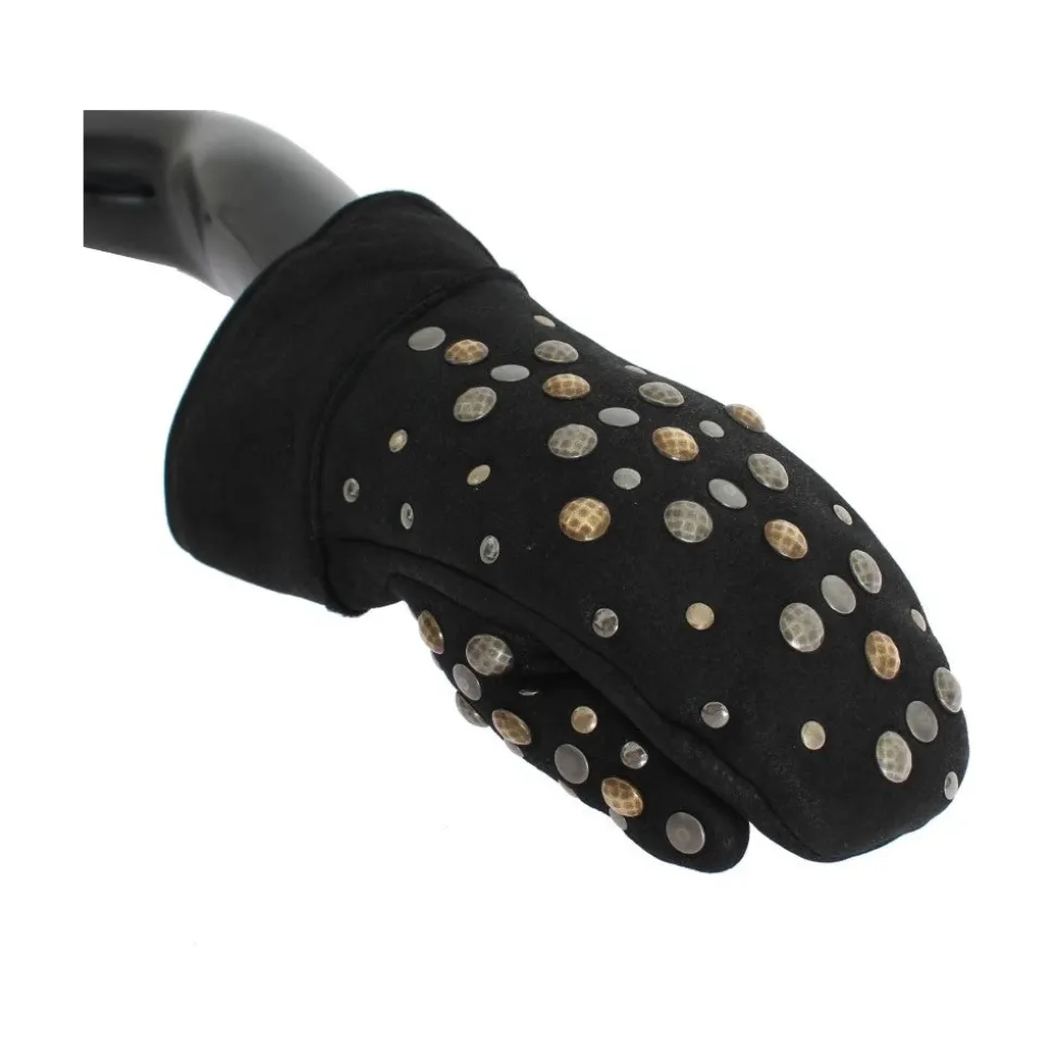 Elegante graue Wollhandschuhe mit Nieten