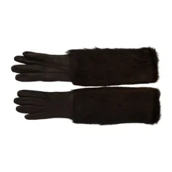 Elegante Lederhandschuhe Braun Logo Details