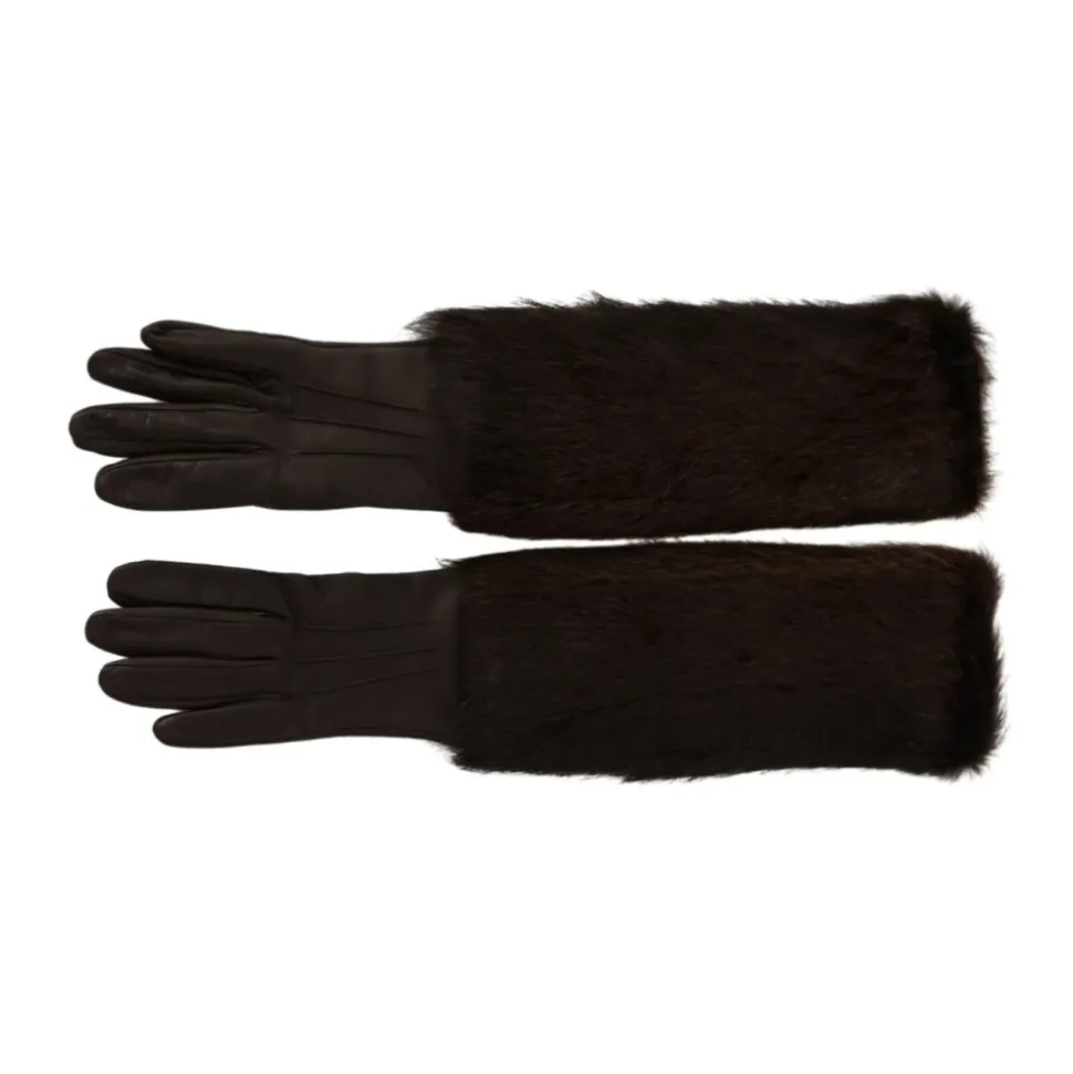 Elegante Lederhandschuhe Braun Logo Details