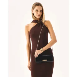 Elegante schwarze Lackleder-Clutch