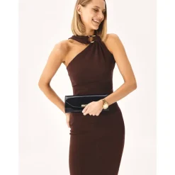 Elegante schwarze Lackleder-Clutch