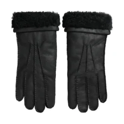 Elegante Schwarze Leder Winterhandschuhe