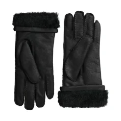 Elegante Schwarze Leder Winterhandschuhe