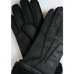 Elegante Schwarze Leder Winterhandschuhe