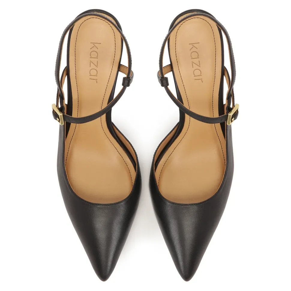 Elegante schwarze Pumps mit ausgeschnittener Oberseite.Dieses Produkt fällt groß aus.