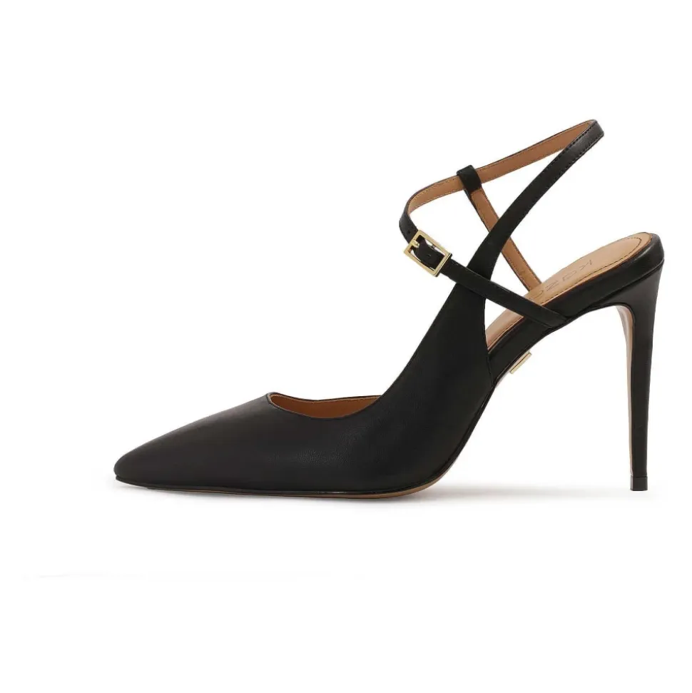 Elegante schwarze Pumps mit ausgeschnittener Oberseite.Dieses Produkt fällt groß aus.