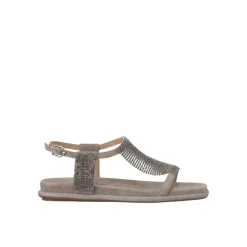 Flache Sandale mit Strass-Netz