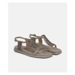 Flache Sandale mit Strass-Netz
