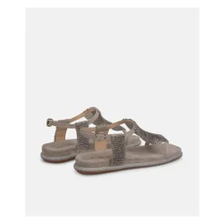 Flache Sandale mit Strass-Netz