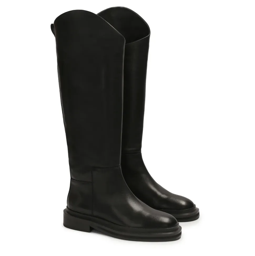 Flache Slipper-Boots aus Leder