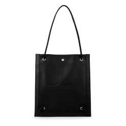 Flache Umhängetasche Schwarz Leder