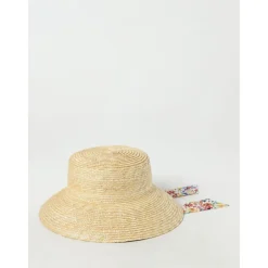 Floral Ribbon Straw Boater Hat