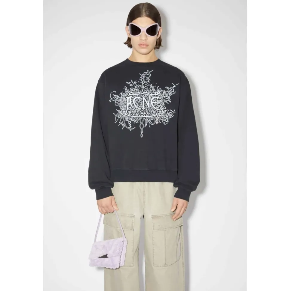 Fluoreszierendes schwarzes Logo-Sweatshirt