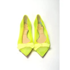 Fluro Gelbe Ballerina-Schuhe mit spitzer Zehenpartie