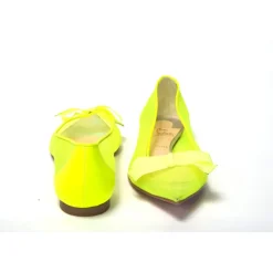 Fluro Gelbe Ballerina-Schuhe mit spitzer Zehenpartie