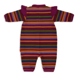 Fuchsia Gestreifter Fleece-Strampler