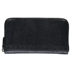 Genarbtes Leder Zip-Around Portemonnaie