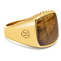 Gentleman's Gold Signet Ring with Brown Tiger Eye