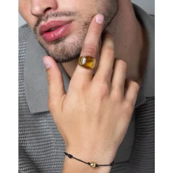 Gentleman's Gold Signet Ring with Brown Tiger Eye