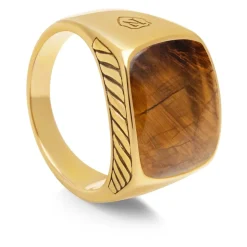 Gentleman's Gold Signet Ring with Brown Tiger Eye